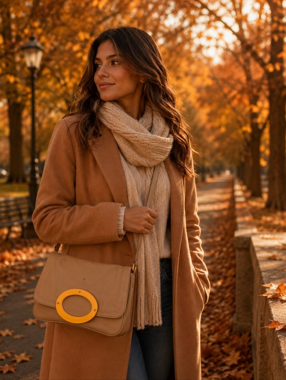 Kate Spade Taupe Leather Crossbody with Yellow Accent - Picture 5 of 6